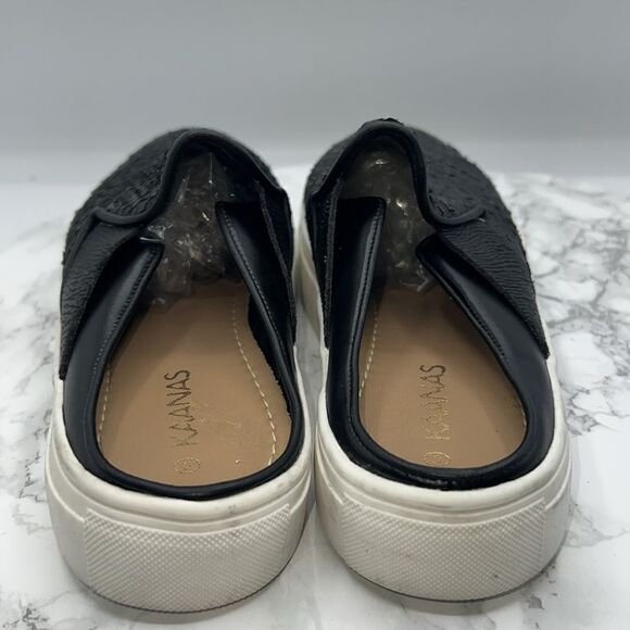 KAANAS Black Leather Sahara Slide Slip On-8 - Picture 6 of 9
